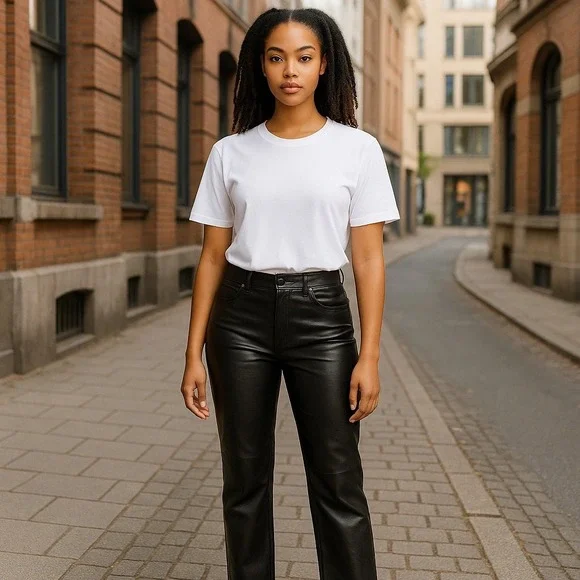 Abercombie & Fitch The 90's Curve Love Vegan Leather Ankle Straight Pant 29 NWOT - Picture 4 of 6